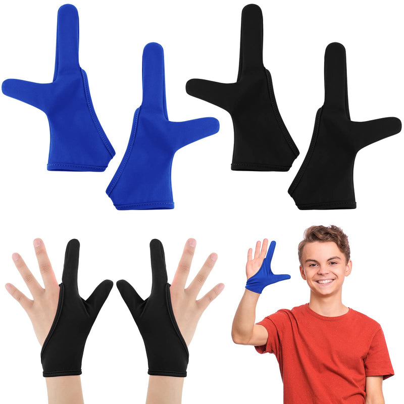 [Australia] - Jiuguva 4 Pcs Thumb Sucking Guard Gloves Kids Stop Thumb Sucking Finger Chewy Breathable Gloves for Ages 8-12 Black, Blue 