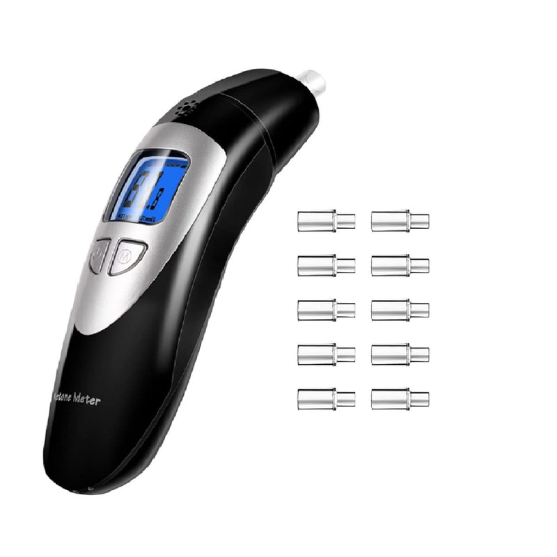 [Australia] - Keto Breath Analyzer, Ketone Breathalyzer Meter for Ketosis Test with 10 Mouthpiece (Black) 