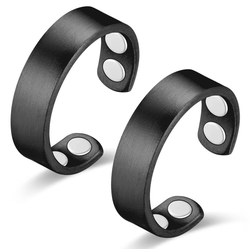 [Australia] - Vicmag Copper Magnetic Rings for Women 99.9% Copper Finger Ring Ultra Strength Magnet Gift Adjustable(4X Black) 4X Black 