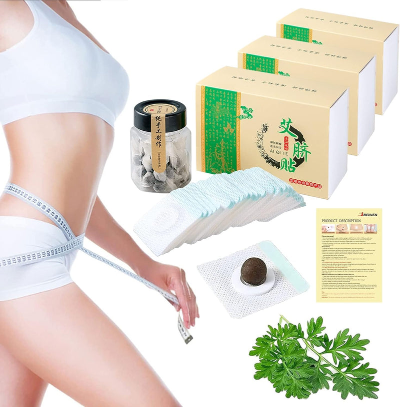[Australia] - 3 Boxes Mugwort Belly Patch,90Pcs Natural Wormwood Essence Pills and 90Pcs Belly Sticker, Moxa Hot Moxibustion Navel Wormwood Sticker (90) 90 