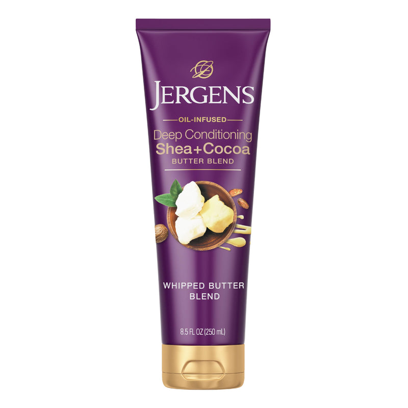 Jergens Shea and Cocoa Whipped Body Butter Lotion, Tone Enriching Hand And Body Lotion for Dry Skin, with Vitamins B3 & E, 8.5 Oz | Whipped Body Butter, Vitamins E & B3, Hydrates Deeply, Evens Skin Tone, Soft Smooth Feel 8.5 Fl Oz (Pack of 1)