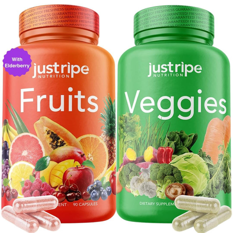Fruits and Veggies Supplement - 90 Fruit and 90 Vegetable Capsules - 100% Whole Natural Superfood - Filled with Super Greens Vitamins and Minerals - Supports Balance Energy Levels (1 Pack) 90 Count (Pack of 2)
