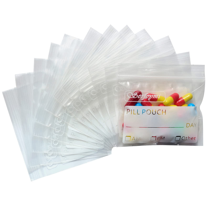 [Australia] - Serfeymi Pill Pouch Bags for Travel Pack of 120 BPA Free 3 x 2.75 inch Reusable Pill Pouches for Medicine with Write on Label Clear Ziplock Seal Waterproof AM PM Pill Baggies for Medicine Organizer 
