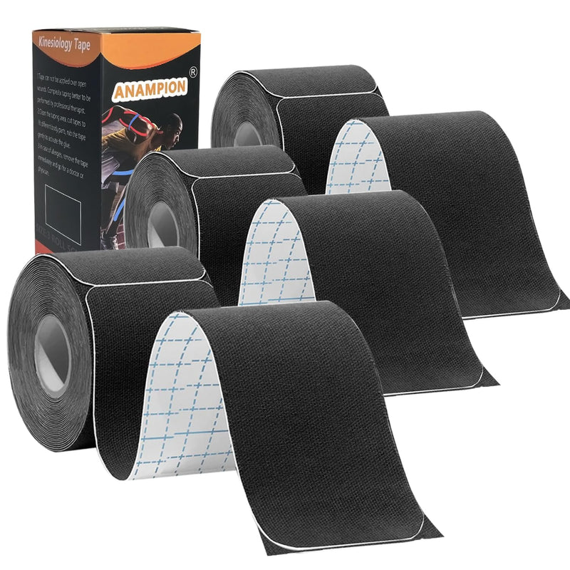 [Australia] - Kinesiology Tape Pro Athletic Sports (3 Rolls,60 Precut Strips) Waterproof Breathable Latex Free Tape for Ankle Wrists Knees Elastic Running Tennis Swimming Football Sports Activities Tapes (Black) 3 pack Black 