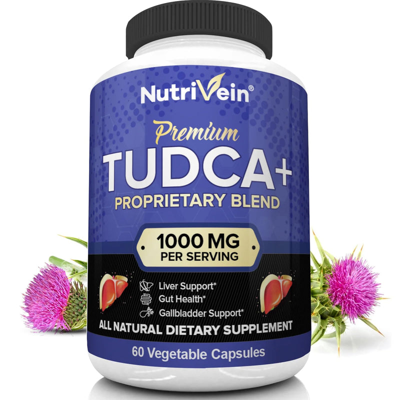 [Australia] - Nutrivein TUDCA+ Liver Support Supplement 1000mg - Liver Detox and Cleanse for Liver Health - 30 Day Supply (60 Capsules, Two Daily) 