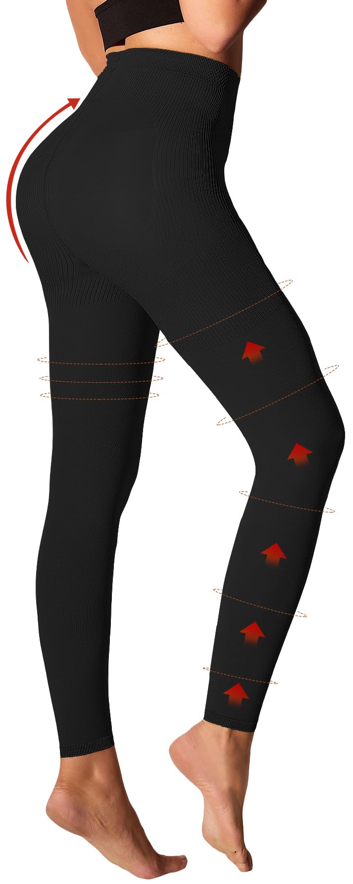 [Australia] - Medical Compression Pantyhose for Women 8-15mmHg, Graduated Support Footless Compression Tight, High Waist Circulation Compression Leggings, Comfort All Days, for Varicose Veins, Leg Pain(Black, XL) Large-X-Large Black 