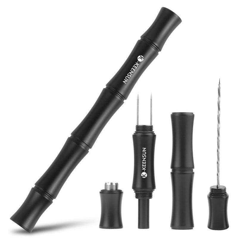 [Australia] - 3-in-1 Cigar Punch Tool Set with Cigar Punch(8mm), Cigar Draw Enhancer Cutter and Twin Nubber (Black) Black 