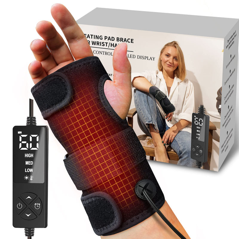 [Australia] - sticro Hand Heating Pad for Carpal Tunnel Relief, Heated Wrist Brace Wrap for Arthritis, Carpeltunal, De Quervain's Tenosynovitis, Tendonitis Wrist Hand Pain Relief - Left Right Hand M Black 