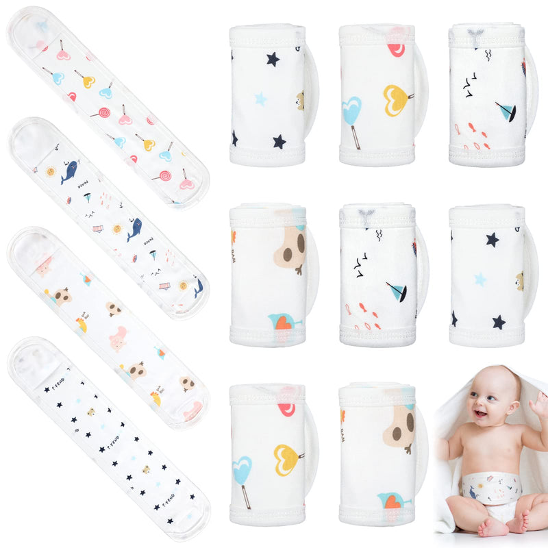 [Australia] - 8 Pcs Cartoon Cotton Baby Infant Umbilical Cord Belly Bands Baby Belly Protector Baby Belly Button Band Baby Bellies Umbilical Hernia Belt Soft Newborn Navel Belt for 0-12 Months Babies, 4 Styles 