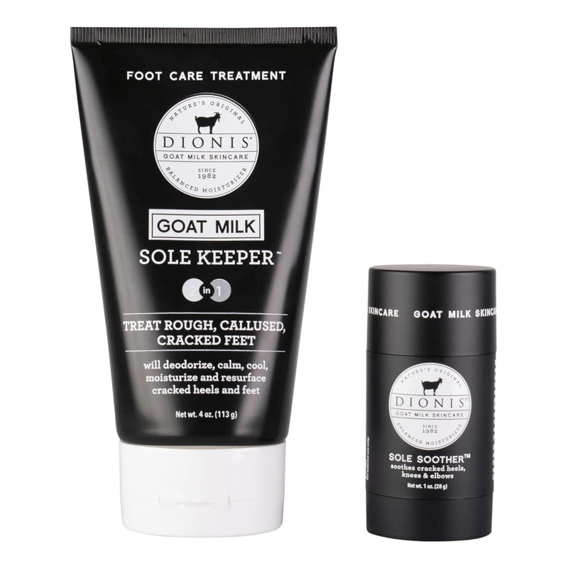 [Australia] - Dionis Goat Milk Skincare Sole Keeper & Soother - Deodorize, Calm, Cool, Moisturize & Resurface Feet-Treats Repairs & Soothes Rough Dry Callused Cracked Skin, Cruelty-Free Cream, 4 oz & .78 oz Set Sole Keeper & Soother Gift Set 