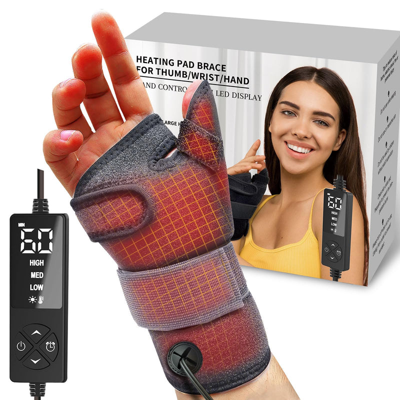 [Australia] - Electric Thumb & Wrist Heating Pad for Hand Arthritis with 3 Heat & 5 Timer Settings, Heated Wrist Wrap for Carpal Tunnel Syndromes, Tendonitis Left/Right Hand Pain Relief(S) Gray S 