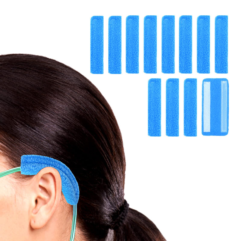 [Australia] - NATAKU 12 Pack Nasal Cannula Ear Cushions Oxygen Cannula Face Soft Cover for Oxygen Users to Help Relieve Ear Pain and Prevent Cheek Indentation Discomfort(Blue) 