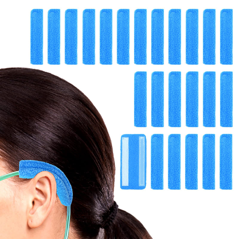 [Australia] - NATAKU 24 Pack Nasal Cannula Ear Cushions Soft Oxygen Ear Protectors Oxygen Cannula Face Soft Cover for Oxygen Users to Help Relieve Ear Pain and Prevent Cheek Indentation Discomfort(Blue) 