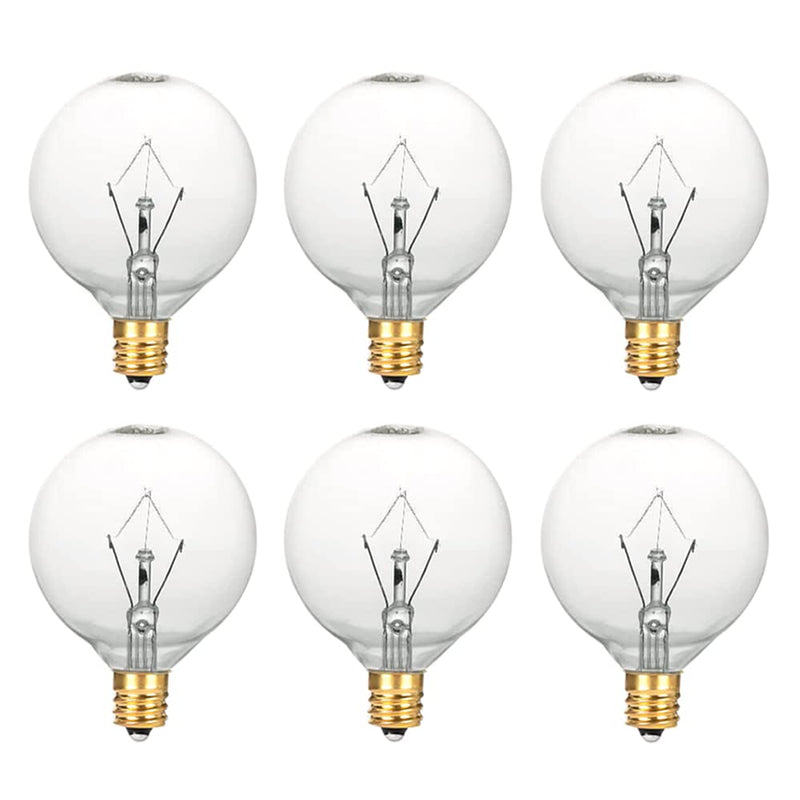 [Australia] - Wax Warmer Bulbs, 25 Watt Light Bulbs for Full Size Scentsy Warmers,G50/G16.5 Globe E12 Clear Scentsy Bulb for Candle Wax Warmer, Long Lifespan, 120 Volt (6 Pack) 