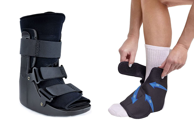 Brace Direct CAM Walker Boot Short + Ankle & Foot Ice Pack Cold Wrap