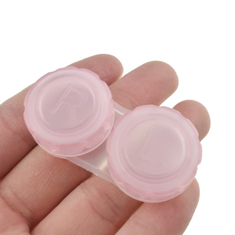 [Australia] - HAHIYO Contact Lens Case Box Holder Diameter 24mm Durable Leakproof Light Convenient Left/Right Eyes Contact Lens Container Soak Storage Kit For Storing Small items Travel Clear Pink 5 Pack Clearpink-5p 