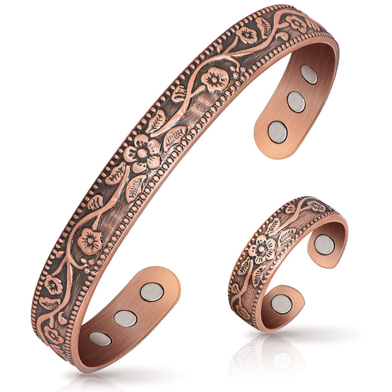 [Australia] - Lymphatic Drainage Ring & Copper Bracelet for Women, Magnetic Lymph Detox Ring and Magnetic Copper Bracelet, 100% Solid Pure Copper Jewelry Gift Copper-ring & Bracelet 