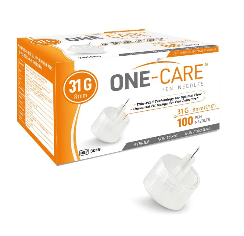[Australia] - ONE-CARE Pen Needles 31G x 8mm, Box of 100, Universal Fit 