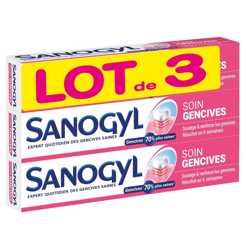 Sanogyl Soin Gencives Toothpaste for Gentle Gum Care - 3 Pack (3 x 75ml Tubes)