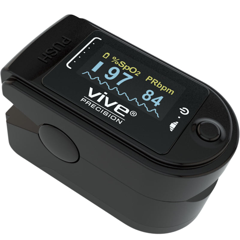 [Australia] - Vive Precision Pulse Oximeter - Oxygen Monitor Fingertip, Heart Rate Medical Grade Sensor LED Display - Accurate Finger Meter For Saturation SpO2, Lanyard & Batteries Included 