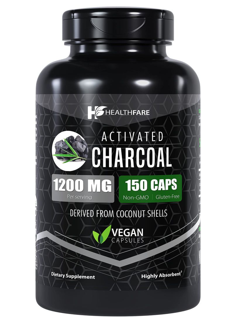 [Australia] - Activated Charcoal Capsules 1200mg | 150 Capsules | Derived from Coconut Shells | Highly Absorbent | Non-GMO | Made in The USA 1 
