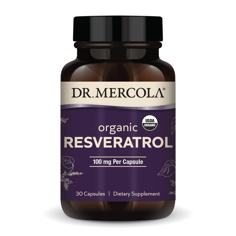 [Australia] - Dr. Mercola Organic Resveratrol Dietary Supplement, 100mg per Capsule, 30 Servings (30 Capsules), non GMO, Gluten Free, Soy Free, USDA Organic 