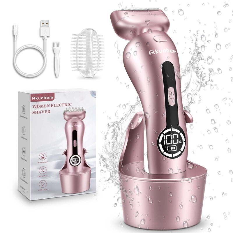 [Australia] - Electric Shaver for Women for Legs Bikini Trimmer Electric Razors for Women Underarm Public Hairs Rechargeable Womens Shaver Wet Dry Use Painless Cordless with Detachable Head (Pink) Pink 