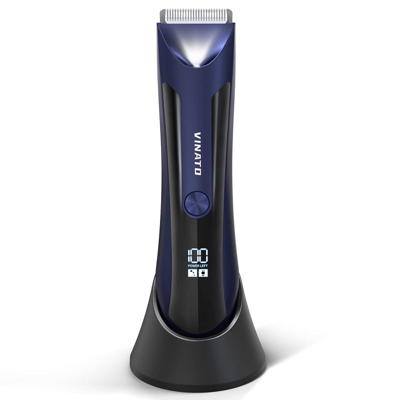 [Australia] - VINATO Electric Body Hair Trimmer - Manscape Ball Trimmer, Groin Hair Trimmer for Men, Waterproof Ball Shaver, USB Recharge Dock Replaceable Ceramic Blade, Male Hygiene Razor, 90 Mins Battery Life Blue 
