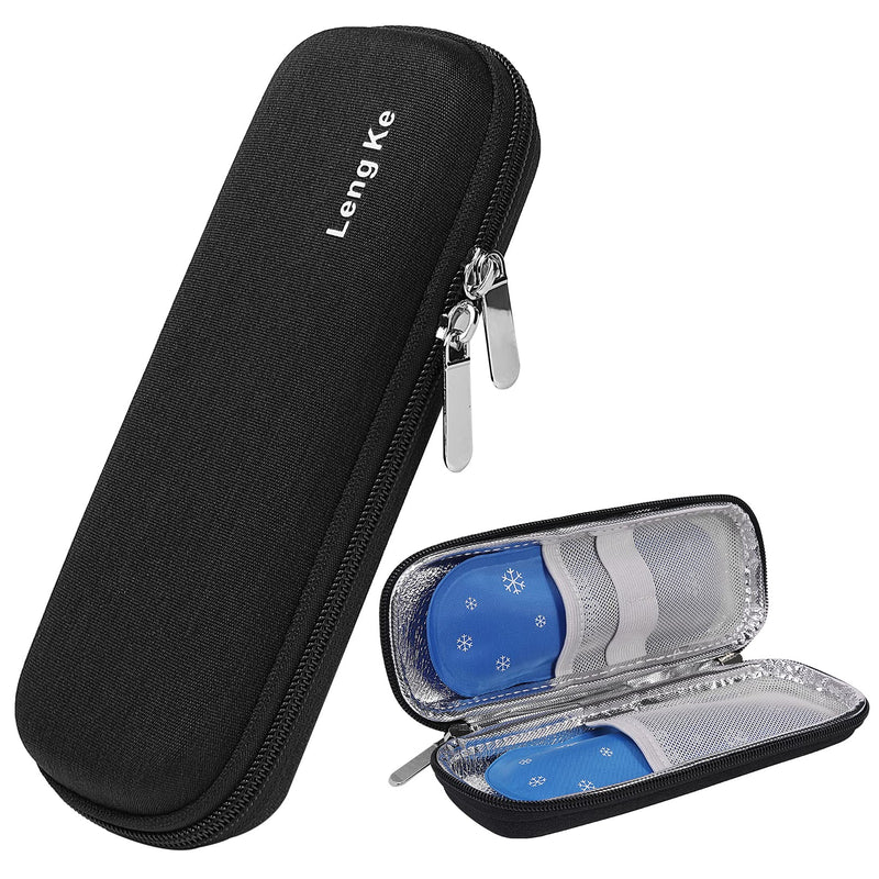 [Australia] - Insulin Cooler Travel Case with 2 Gel Ice Pack TSA Approved Diabetic Medication Cooler Bag with Thermal Insulation Mini Medical Cooling Pouch for Traveling (Black) Black 