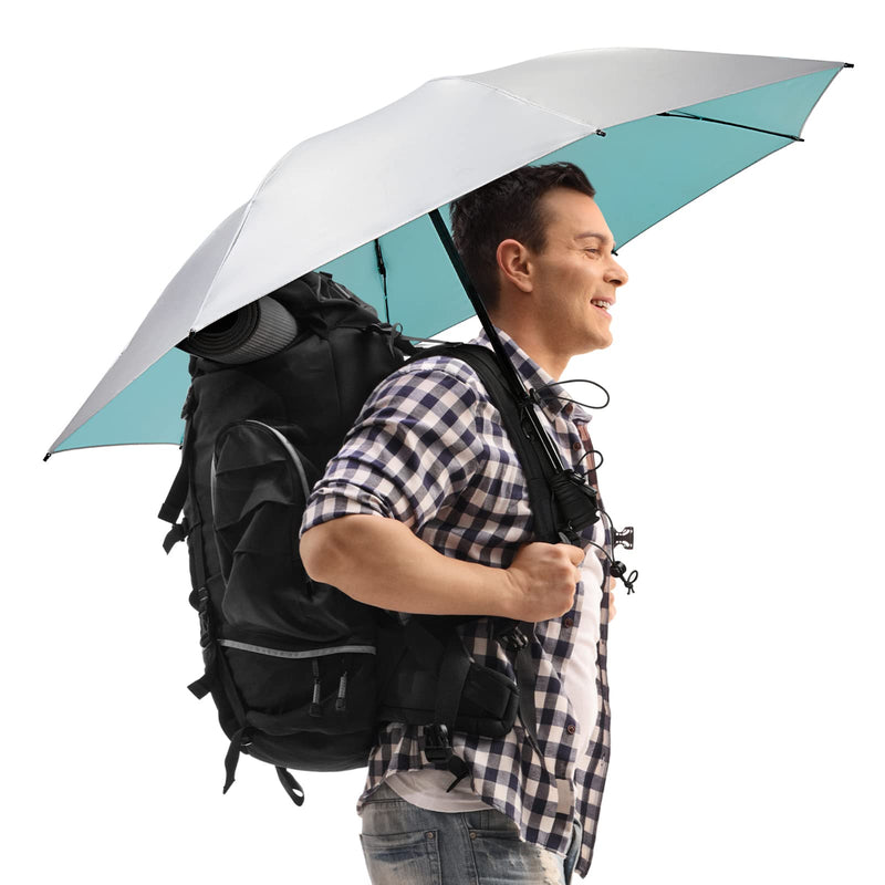 G4Free Hiking Umbrella UPF 50+ Compact Ultralight for Trekking Backpacking | Collapsible Folding Small umbrella, Sun & Rain Protection, Reflective Silver fabric, Trekking Umbrella for Desert Travel Lake Blue