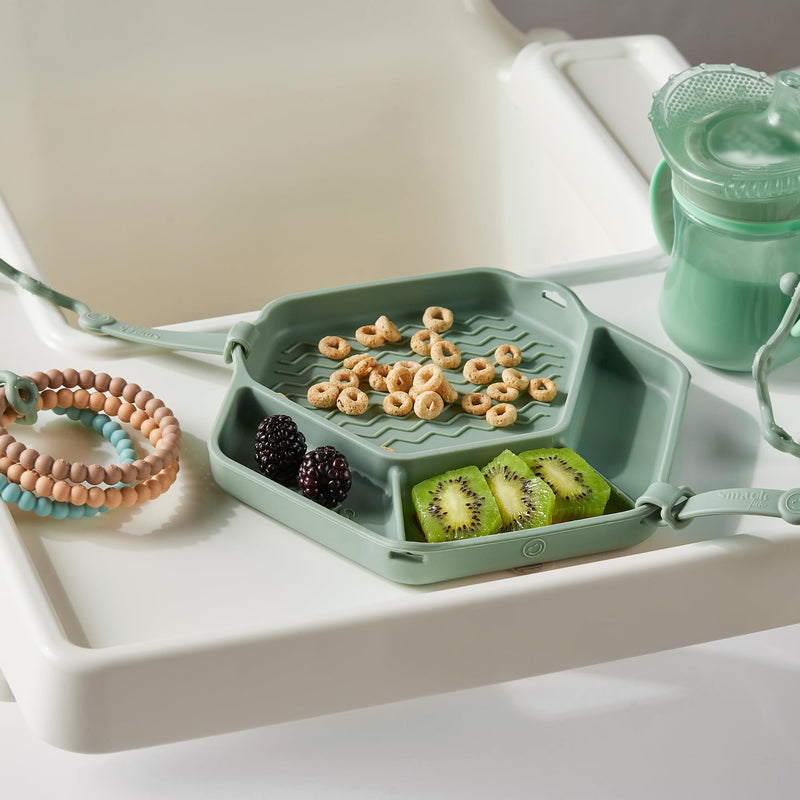 [Australia] - The Original All-in-one Suction Plates + Safety Toy Straps - Silicone Suction Plates for Toddlers + Baby - First Foods + Self-Feeding. Comes with 2 straps (Cambridge Blue) Cambridge Blue 