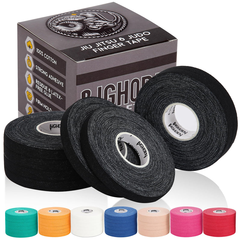 [Australia] - Bighorn Athletics Jiu Jitsu Finger Tape, Rock Climbing Tape, Sports Medical Tape & Athletic Tape for Fingers, Hands, & Toes, 0.3-Inch x 45-feet, 8-Rolls, Black 