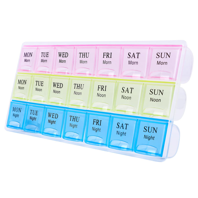 [Australia] - Large Weekly Pill Organizer 3 Times A Day, Moisture-Proof 7 Day Pill Box, Travel Pill Cases Portable for Pills Vitamin Fish Oil Supplements Colorful 