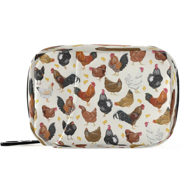 Hens Roosters Chickens Set Pill Organizer Case 7 Day Rustic Travel Pill Box with Zipper Portable Small Weekly Vitamin Medicine Supplement Holder Pouch Bag