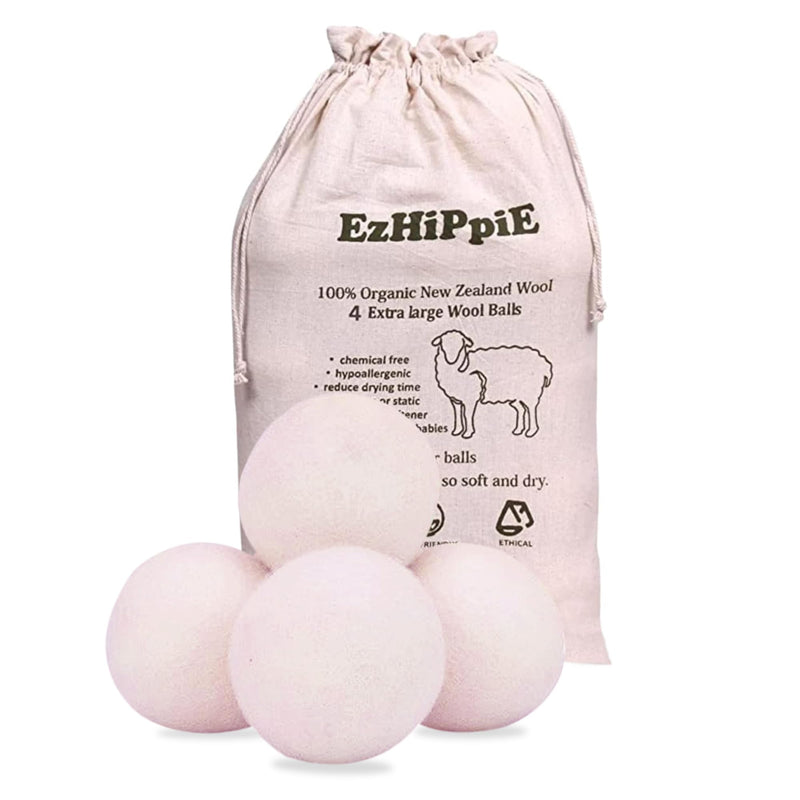[Australia] - Quality Wool Dryer Balls - 4 XL Pack - 1000+ Loads - Pure Organic Wool - Reusable Natural Fabric Softener Perfect with Essential Oils, Reduce Clothing Static and Wrinkles Pack Of 4 