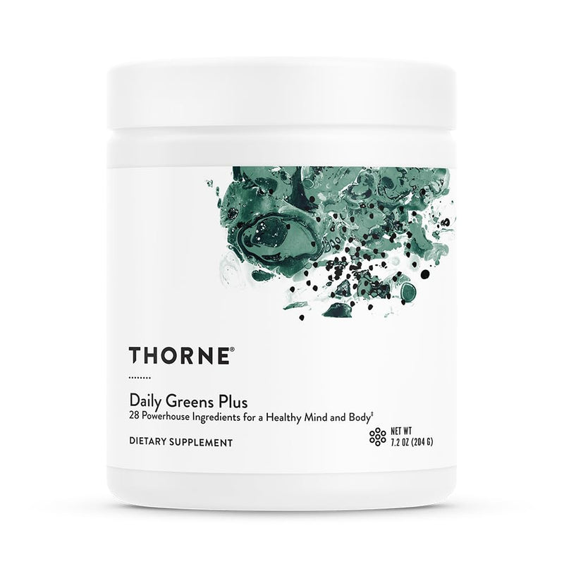 [Australia] - THORNE Daily Greens Plus - Comprehensive Greens Powder with Matcha, Spirulina, Moringa and Adaptogen, Mushroom and Antioxidant Blends - Refreshing, Mint Flavor 7.2 Oz - 30 Servings 