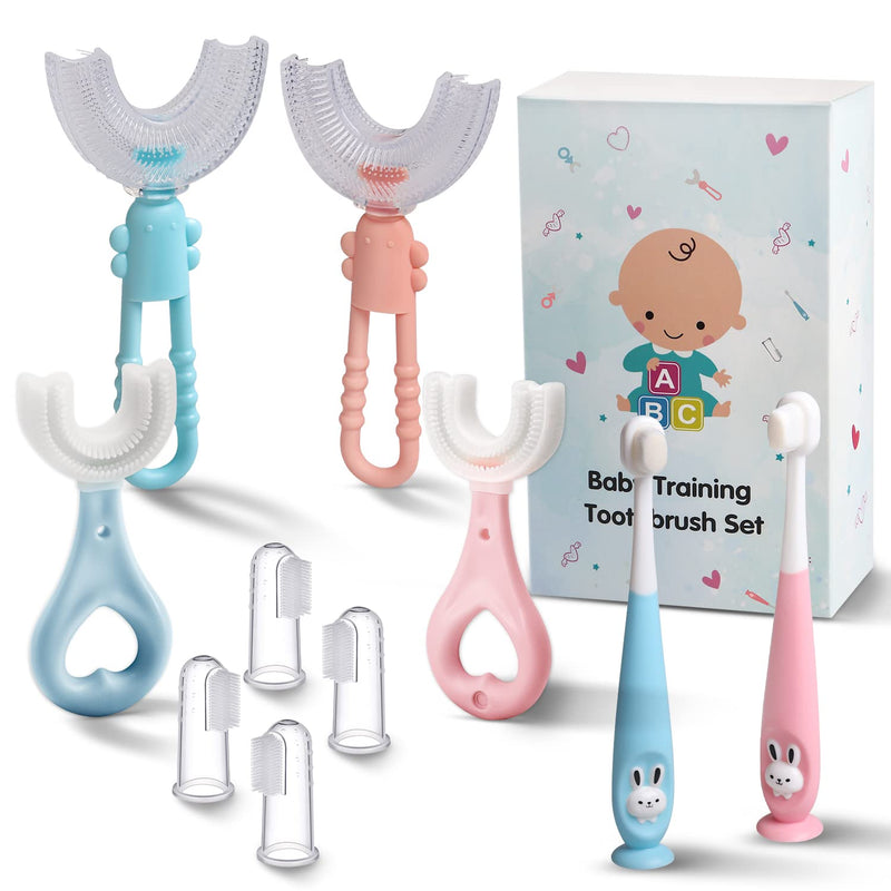 Baby Toddler Infant Toothbrush 6 to 12 Months and Up Age 1 2 3 1-2 2-4 Year Old, 10 in 1 Toothbrushes Gift Set with Soft Finger U-shaped Brush Brushing Bristles for Newborns Kids Children Child 10 Pack Toothbrush Gift Set