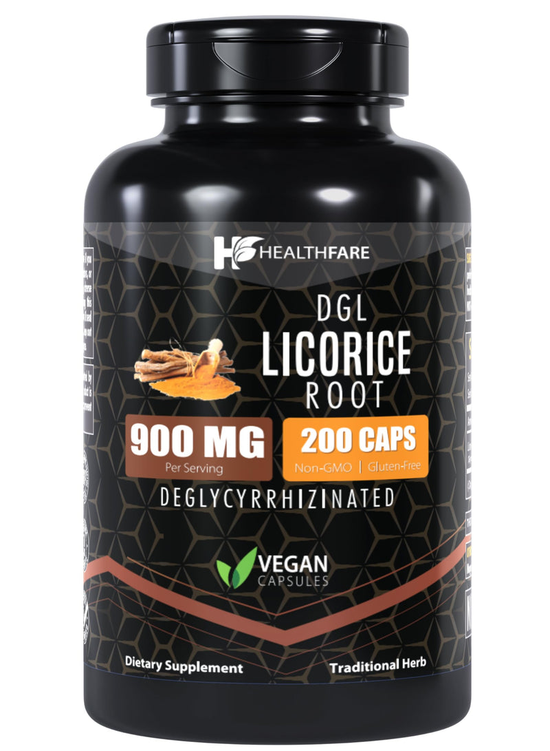 [Australia] - Ultra High Purity Licorice Root Capsules 900 mg | 200 Count | Supplement Extract | Non-GMO & Gluten Free 