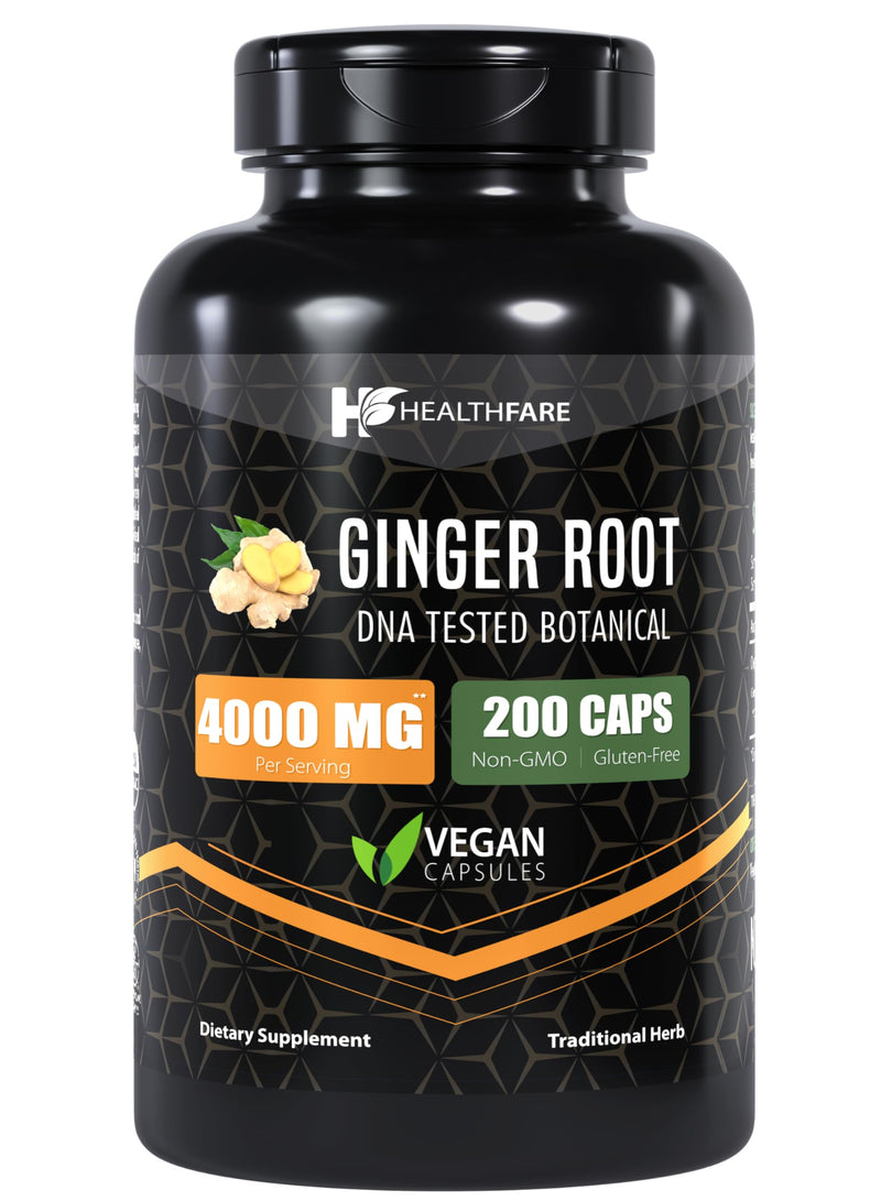 [Australia] - Ginger Root Capsules 4000mg | 200 Count | Ultra Strength Supplement | Gluten-Free & Non-GMO 