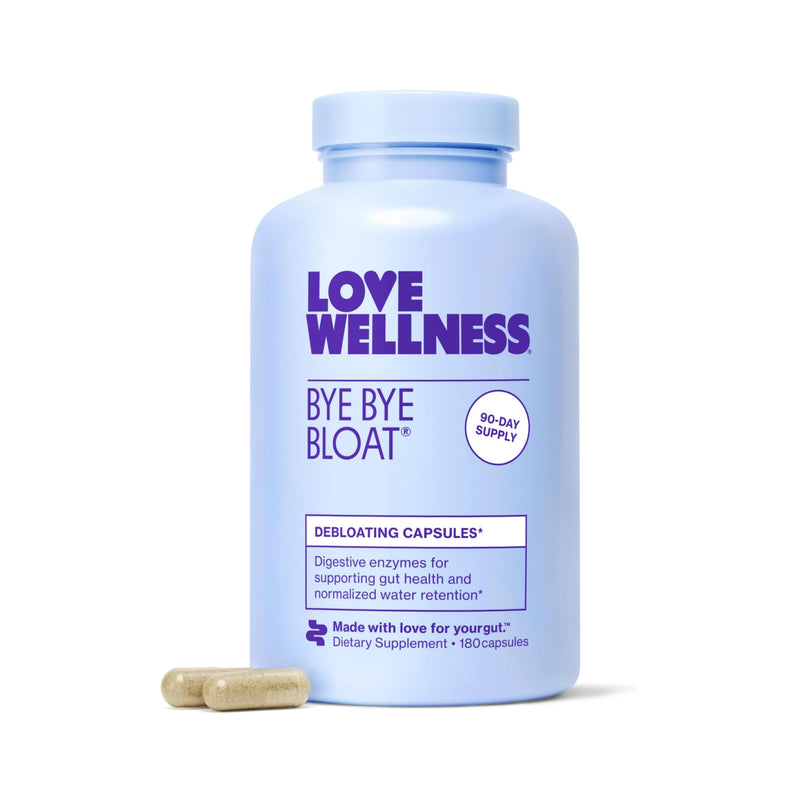 Love Wellness Bye Bye Bloat | Digestive Enzymes | 90-Day Supply | Capsules | Digestive enzyme supplement, Contains fenugreek and dandelion , Dietary supplement, Easy to take, 180 capsules