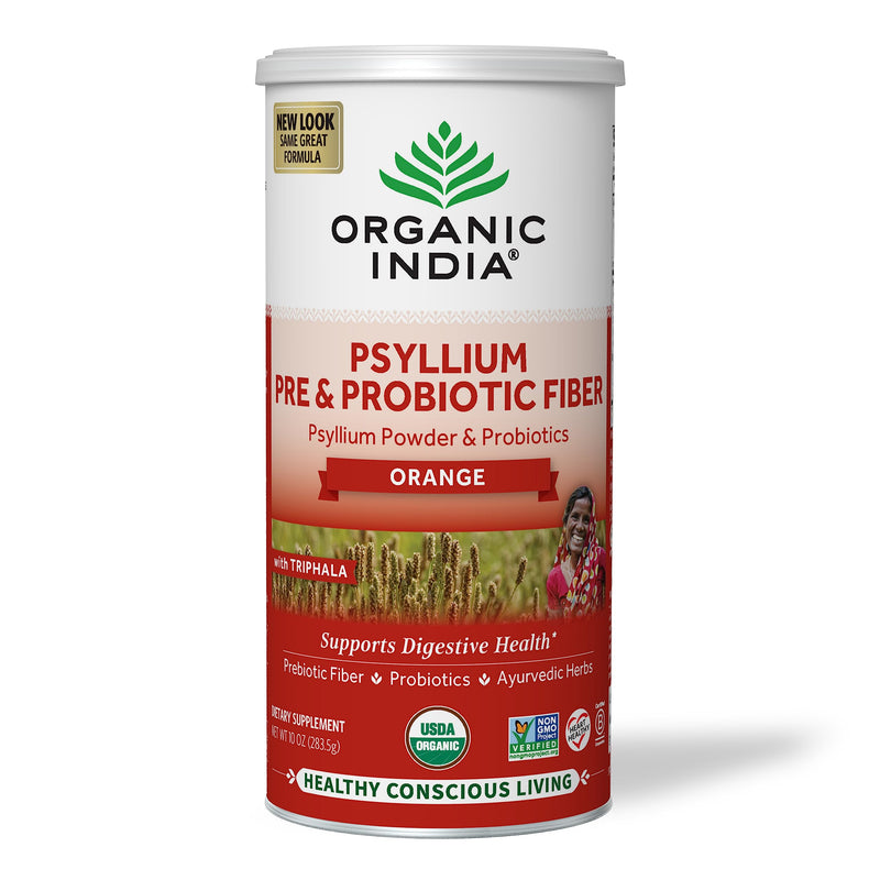 [Australia] - Organic India Psyllium Husk Pre & Probiotic Fiber, Orange Flavor, Psyllium Husk Powder, Keto, Paleo, Vegan, Gluten Free, Dietary Fiber Power, Psyllium Husk Whole, 10 Oz Bag 