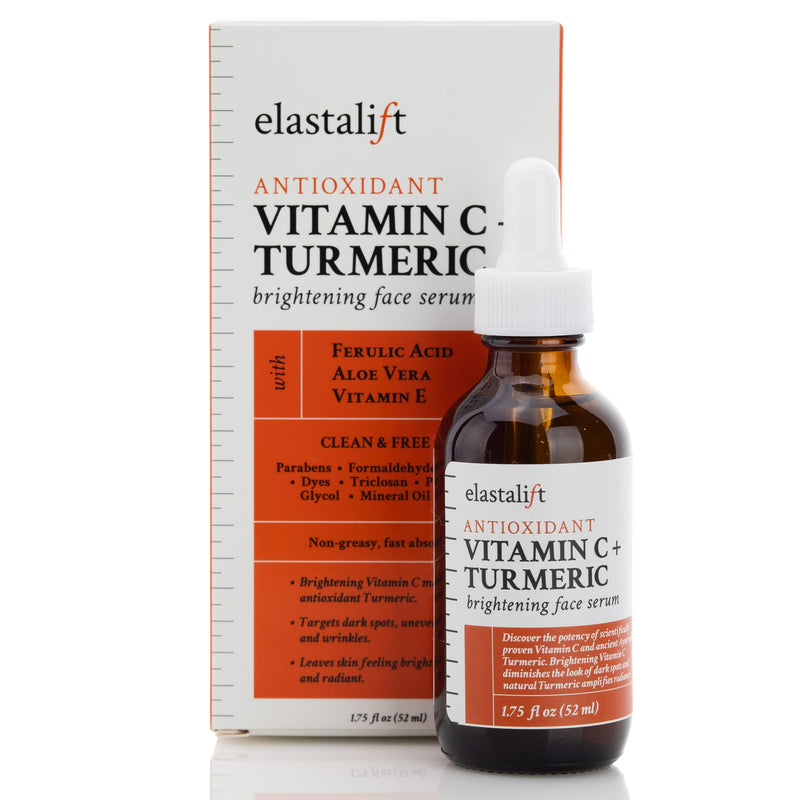 Elastalift Concentrated Vitamin C + Turmeric Oil Anti Aging Facial Serum Skin Care Booster - Promote Clear & Brighten Tone - Hydrate Dry Skin, Fight Redness, Restore Strength - 1.75 Fl Oz 1.75 Fl Oz (Pack of 1) Vitamin C + Turmeric Face Serum