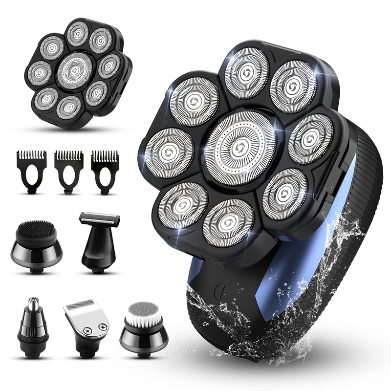 [Australia] - Head Shavers for Bald Men 9D Electric Rotary Shaver Multifunctional Mens Bald Head Shaver Cordless Electric Razor for Men Wet & Dry Beard Clippers Rechargeable Shavers for Balding Man 