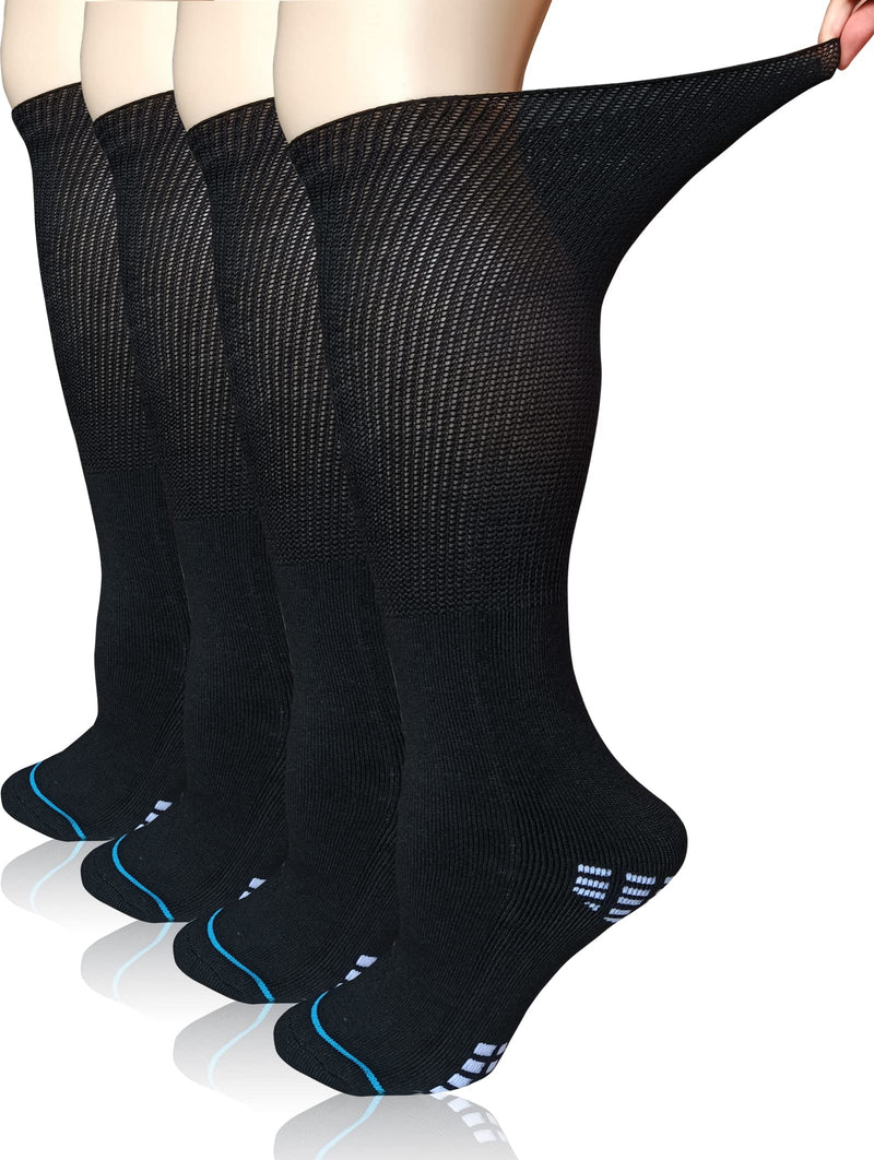 [Australia] - Extra Width Socks For Bariatric Diabetic For Men Women, Cast Lymphedema Socks for Swollen Foot Ankle 2 Pairs One Size Black 
