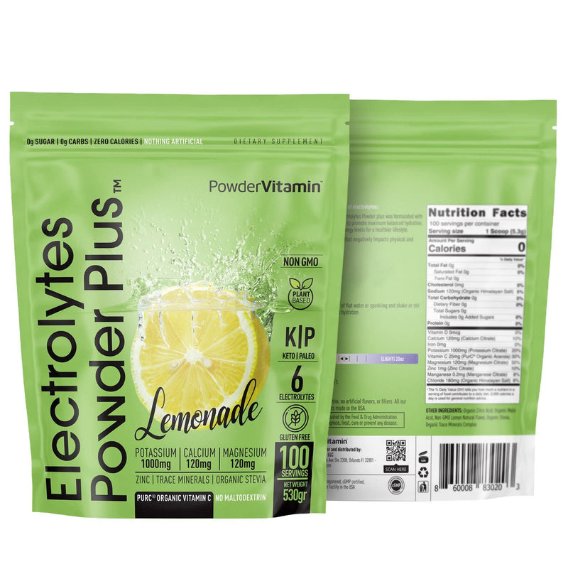 [Australia] - Electrolytes Powder Plus Keto, Lemonade (100 Servings) 0 Sugar, No Maltodextrin,1000mg Potassium,120mg Calcium,120mg Magnesium,Organic Vitamin C,Zero Calories, Energy Hydration Powder 