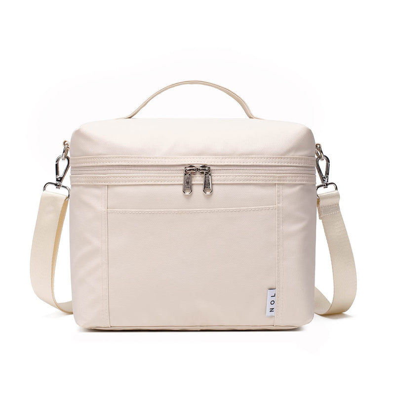 [Australia] - NOL Natural Organic Lifestyle Insulated Lunch Bags for Women Cooler Bag Lightweight Nylon Waterproof Lunch Box For Work（Medium, Cream Medium(normal) 