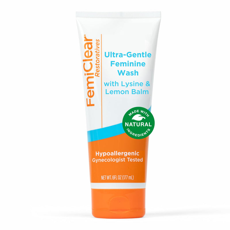 [Australia] - FemiClear® Restoratives Ultra-Gentle Feminine Wash, Made with Lysine & Lemon Balm, Natural Ingredients, Feminine Hygiene Products, Essentials for Vaginal Health (6FL oz) 