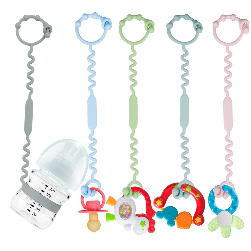 [Australia] - Toy Straps for Baby, 5 Pack Silicone Toy Straps for Stroller, Toy Safety Straps for Teether Toy, Pacifier, Sippy Cup Straps, Adjustable Toy Holder for Stroller, High Chair - BPA Free A-multi 5pack 