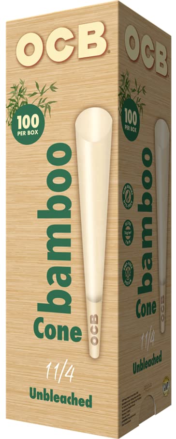 [Australia] - OCB Bamboo Unbleached Pre-Rolled Rolling Paper Cones 1-1/4 (84mm) Size - 100 Cones 