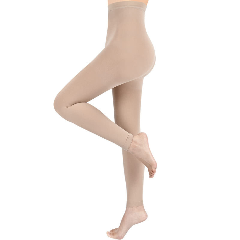 [Australia] - Compression Pantyhose for Women & Men, Footless Compression Stockings, 15-20 mmHg Support, Black. Beige Large 